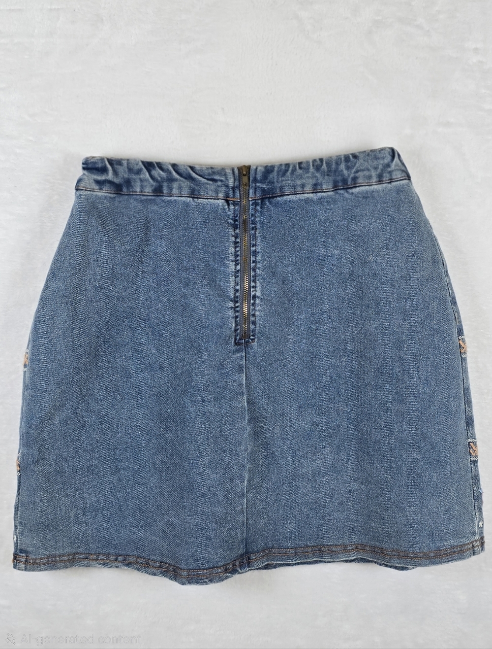 Rockin C Floral Embroidered Denim Mini Skirt Cowgirl Romance Sz S Hippie Boho - Picture 8 of 13